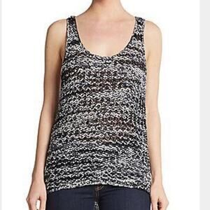360 Sweater Black & White Open Knit Scoop Neck Tank Sleeveless Top